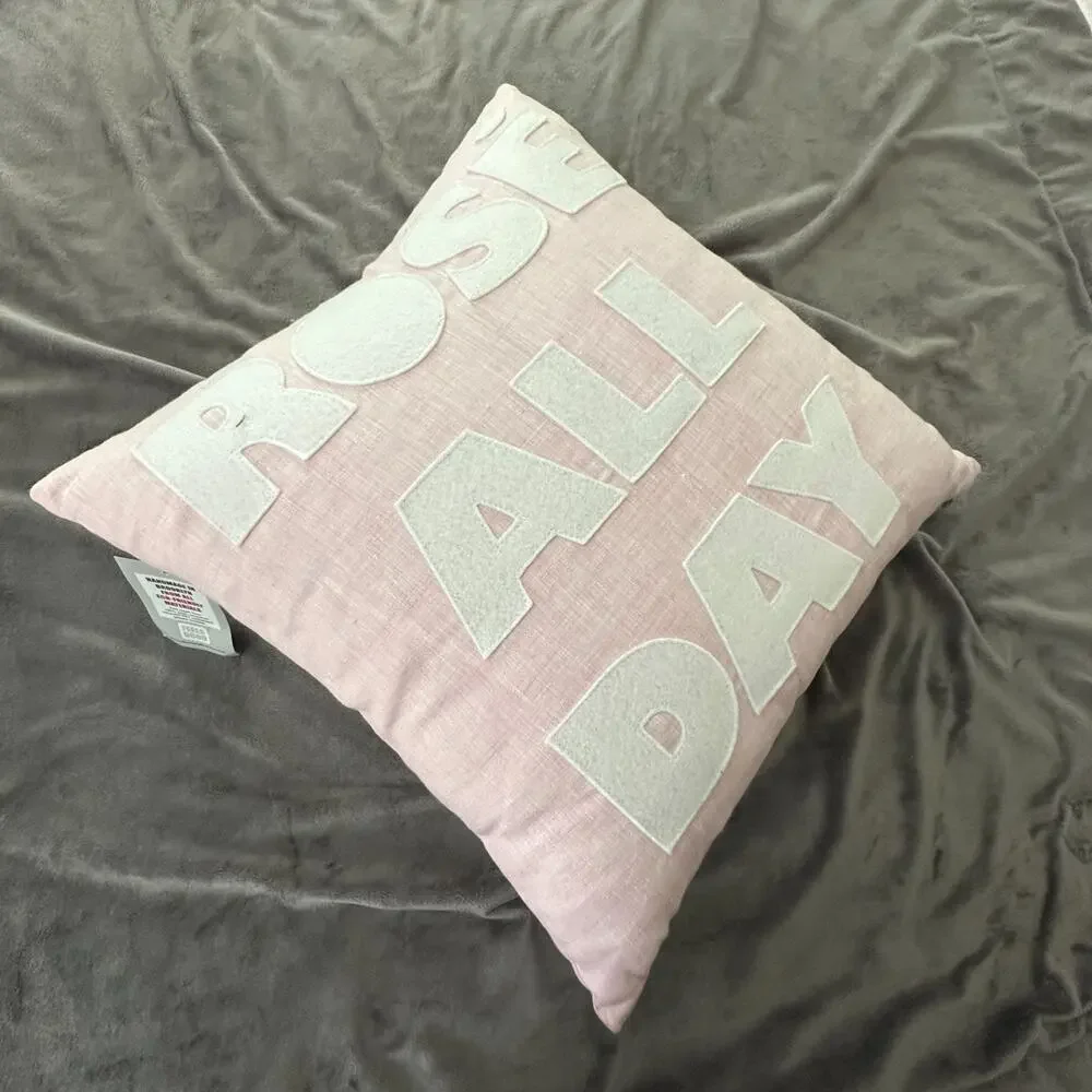 Alexandra Ferguson Pillow Pink Rose All Day Throw Accent Wine Shabby Decor